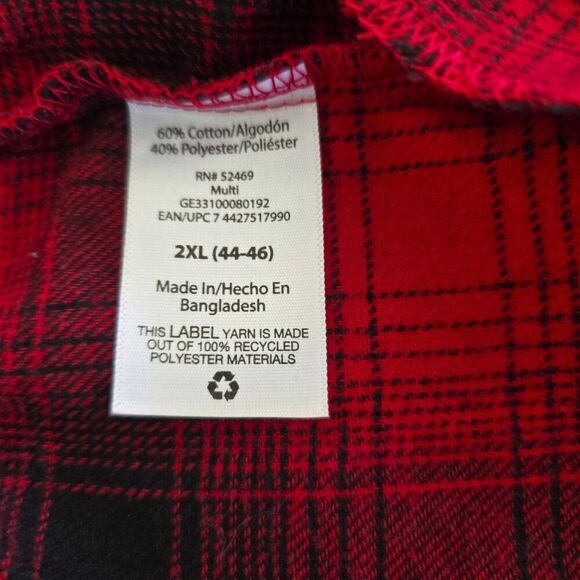 Mens Red Plaid Flannel Lounge Pajama Pants George Size 2XL - Picture 7 of 8
